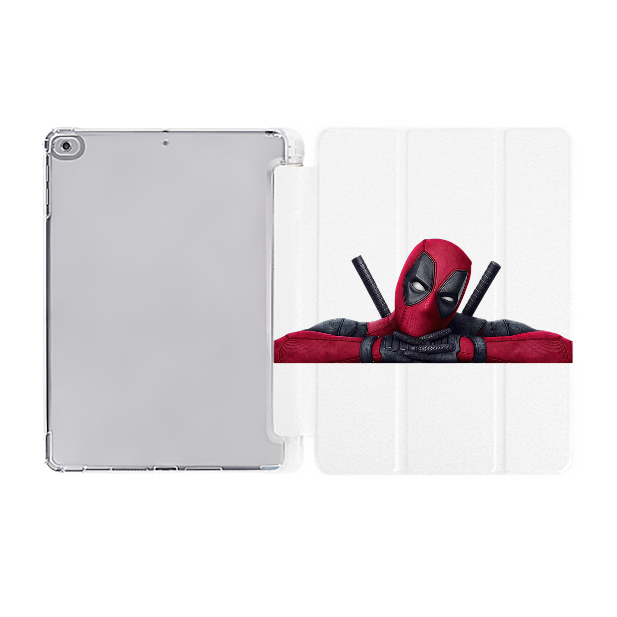 （画像用） Deadpool デッドプール IPad ケース ペン収納付き 三つ折りスタンド PUレザー×シリコン 対応機種9.5/10.5/10.9インチ